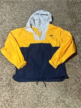 Nike Yellow and Light Gray Pullover Windbreaker with Hood